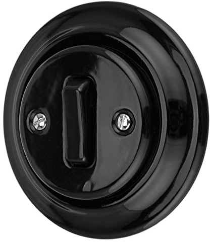 Pulsante a incasso in porcellana retrò, pulsante campanello, tutto in uno, serie PR1, nero