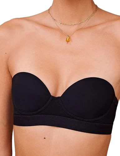 Pepper MVP Soutien-Gorge sans Bretelles | MVP Multiway légèrement doublé sans Bretelles, Soutien-Gorge à Armatures pour Femme avec Bretelles Convertibles (30A-40B), Noir, 80B