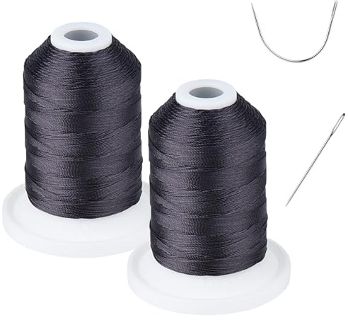 UV-beständig – kraftig utomhustråd för hand- eller maskinsömnad – Simthread 100% polyesterbunden tråd Tex 69 (12wt) – 250 meter x 2 spolar NP-svart