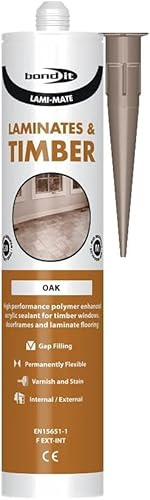 Bond It Lami-Mate Timber & Laminate Sealant Wood Floor Gap Joint Filler EU3 Laminates Flooring Windows Parquet Silicone 310ml (Light Oak, 310ml)