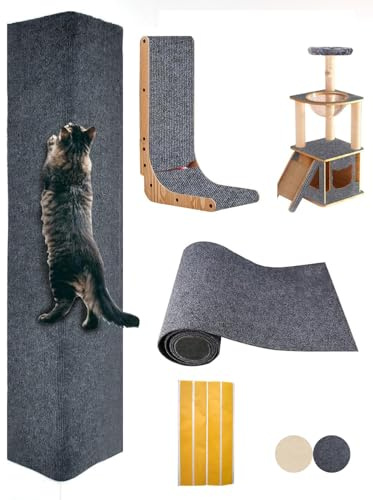 MIAOGE Tapete autoadhesivo recortable de 78.7 x 15.7 pulgadas, tapete rascador para gatos, repuesto de torres para gatos (gris oscuro, 1 unidad)