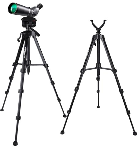 DAPENG Spektiv-Stativ, Jagdruhe, V-Joch-Ständer mit Reisetasche und Handyhalterung, kompatibel mit Monokular/Astronomie-Teleskop/DSLR-Kamera/Handy/Projektor (154,9 cm)