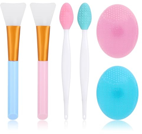 WLLHYF 6 Pieces Silicone Face Scrubber Exfoliating Brush Lip Mask Brush Exfoliator Blackhead Soft Facial Skin Care Cleansing Brush Tool Accessories for Women Girl All Skin Types