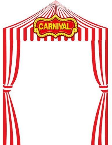 Ziliny 3 Pcs Carnival Party Decorations Circus Tent Awning Halloween Red White Banner Concession Stand(Carnival Style)