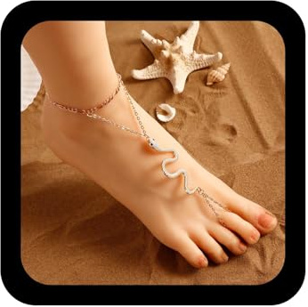 Wendalern Serpente Sandali A Piedi Nudi Cavigliera D'oro Serpente Animale Fascino Toe Ring Catena Caviglia Serpente Gotico A Forma Di Catena Piede Spiaggia Matrimonio Cavigliera Gioielli Per Donne