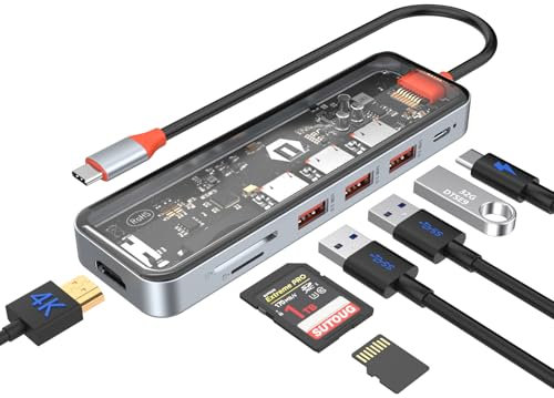 USB C Hub, 7 in 1 USB C to HDMI Adapter with HDMI 4K, PD 100W, 3 USB-A Ports, TF/SD Card Reader, USB C Docking Station for MacBook Air/Pro and Multiple Type C Devices