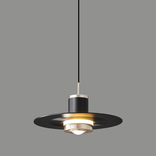 Chandelier Lustre Moderne à LED avec Soucoupe Volante Bauhaus Art - Lampe Suspendue Ronde en Acrylique Transparent - Plafonnier Suspendu en Aluminium de 12 W - Hauteur réglable - pour îlot de Cuisine