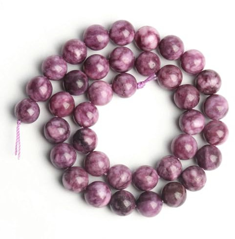 ORGEFY Perline di Pietra Viola da 4/6/8/10 mm, Perline Rotonde sciolte in Giada, kunzite e Mica, per la creazione di Gioielli, Braccialetti Fai da Te, 15''-Giada viola-10 mm (Circa 36 Pezzi)