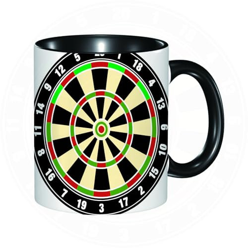 HRRASFAZF Taza divertida de cerámica de 11 onzas,Deportes, Tablero de dardos Números Deportes Precisión Objetivo Tiempo l,Tazas Originales de Desayuno - Graciosos Ideas para Regalos - Cerámica 330 ml