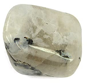 INDIA MADE Pietra di luna arcobaleno naturale burattata, pietra grezza grezza, confezione da 1 pezzo, -B099ZKCGG8, Argento, Zaffiro sintetico