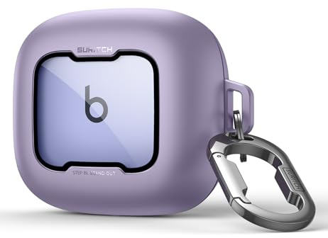 SURITCH för Beats Powerbeats Pro 2 fodral, magnetiska låsfodral för Beats Powerbeats Pro 2 2025, stötsäker stötfångare skyddskåpa med karbinhake och nyckelring och rengöringssats, lila