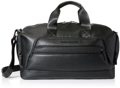 Armani Exchange, Men's Madrid, sustainable, embossed logo, Duffle bag, Black, One size