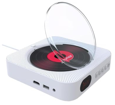 mophrati Bluetooth DVD Player, integrierter Lautsprecher, 1080P HD Ausgang, Zwei Lautsprecher, Fernbedienung, AV Ausgang, DVD Player mit Bluetooth, Weiß