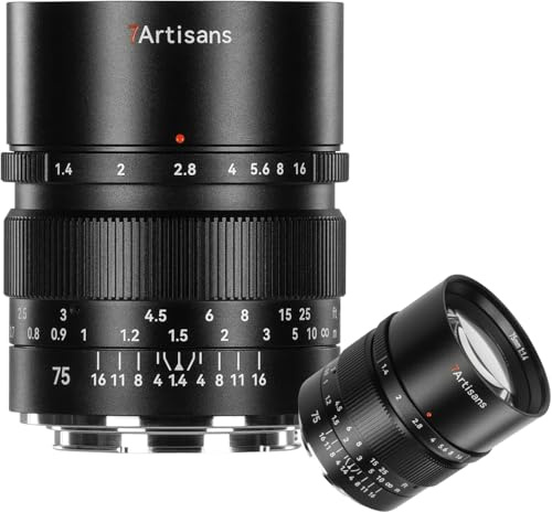 7Artisans 75mm F1.4 pour Canon RF-Mount Objectif,Plein Format Lentilles Mise au Point Manuelle Compatible avec Canon RF-Mount EOS-R EOS-R3 EOS-RP EOS-R5 EOS-R6