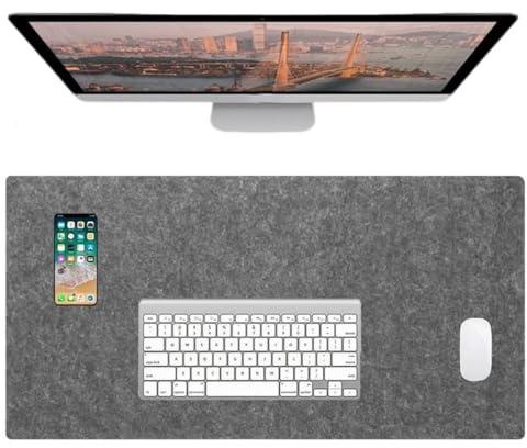 Große Filz-Schreibtischunterlage, Büro-Schreibtischunterlage, Zubehör für Tastatur, Maus, Laptop, verschleißfest, faltbar, Arbeitszimmertischdecke mit rutschfester Unterseite, Dunkelgrau, 120 x 60 cm