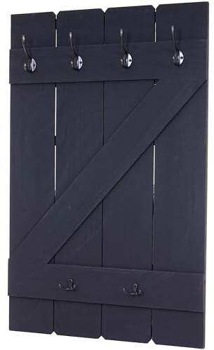 Berlinlodge Wandgarderobe HxBxT 91x60x10cm 6 Haken Dunkelgrau shabby Garderobe Garderobenpaneel