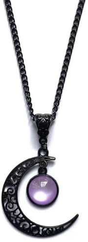 Vintage Gothic Crescent Moon Necklace - Hypoallergenic Halloween Vampire Costume Jewellery Accessory Gift, Elegant Dracula Pendant Witchy Goth Emo Style Vampire Pendant Pentagram Jewelry