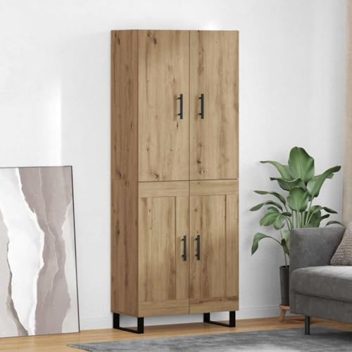 Nqyjm Storage Unit with 2 Wooden Doors High Cabinet Set of 2 Oak Artisan Chipboard and Glass Kitchen Sideboard, Kitchen Side Cabinet for Living Room Model 1