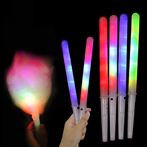 Bastoncini luminosi a LED per macchine per zucchero filato, 7 colori di luce, divertenti bastoncini luminosi per feste, plastica atossica per alimenti, riutilizzabili, ideali