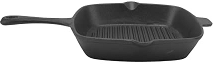 SIXRUN Poêle à Griller en Fonte, Grande Poêle Antiadhésive Saine pour Viande, Poisson, Légumes, Batterie de Cuisine D'extérieur pour Griller, Poêle en Fer de 10,2 Pouces