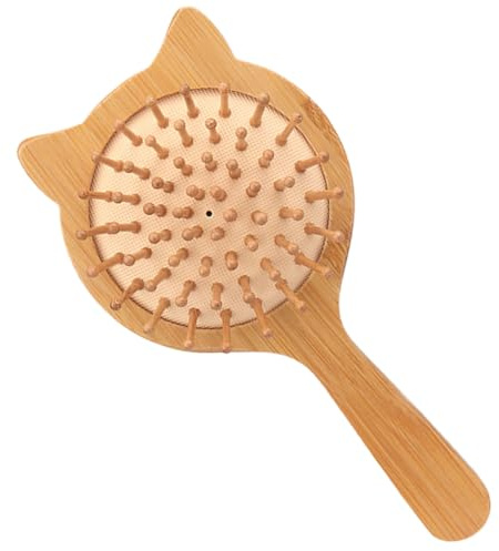 iplusmile Bamboo Detangling Scalp Brush with Cat Ear Design Padded Hair Brush for Women and Teen Girls Smooth Teeth Surface Suitable for Thin Hair