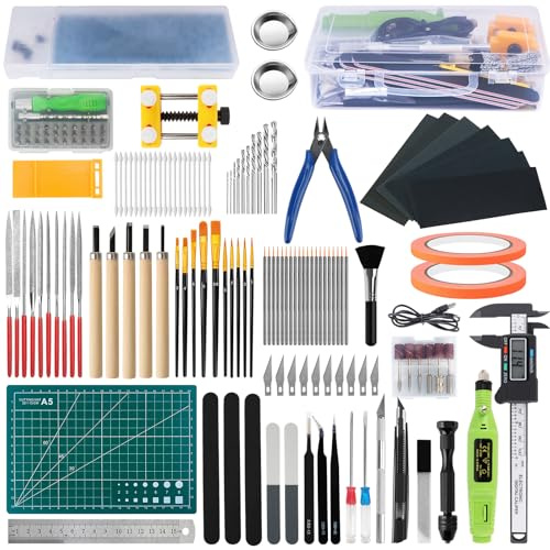 QLOUNI 192 Piezas Juego de Herramientas de Modelismo para Modeladores Gundam con Paleta Humeda, Herramientas Modelismo Básicas Profesionales, Gundam Model Kit para Tanques Aviones Coches y Montaje
