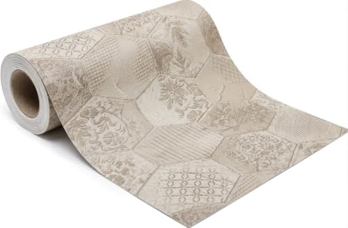 fashion home Pagano Tappeto Cucina Antiscivolo Lavabile in PVC 100%, Passatoia Gommata Antimacchia per Cucina e Ingresso, Runner Resistente all'Acqua, Colore Mattonella Beige misure 51x420 cm