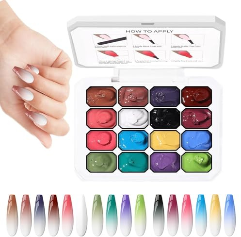 Peinture En Gel Palette 16 Couleurs Dégradé French Patting | Palette de Gel à Peindre Pour Studio Spa Fête Salon Maison Filles Femmes Débutantes