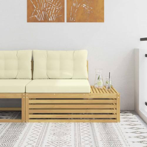 Ziaphsol Gartenmöbel Endsofa Weiß 115 x 83 x 73 cm aus massivem Akazienholz wetterfestes Lounge-Sofa mit Sitzkissen für Terrasse Balkon Wintergarten Poolbereich