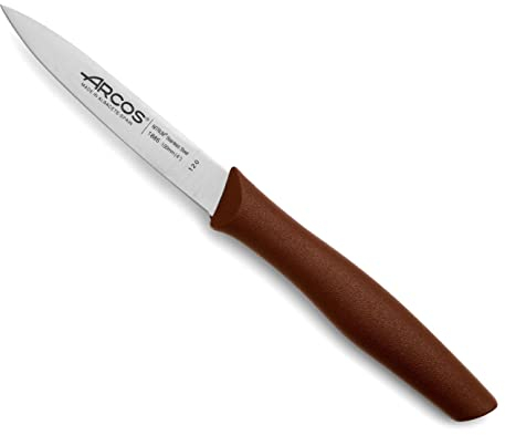 Arcos Serie Nova Caja 36 uds Cuchillo Mondador, Hoja de Acero Inoxidable de 100 mm, Mango de Polipropileno Color marrón (36 UDS)