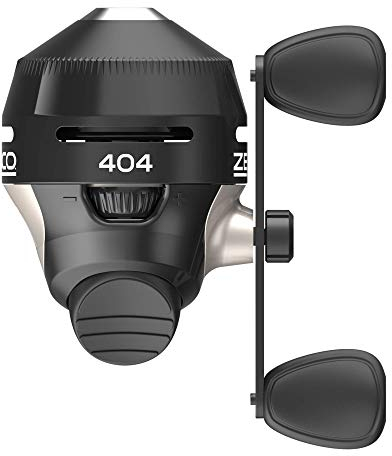 Zebco 404 Spincast Angelrolle Größe 40 Rolle Rechtshänder Retrieve Eingebauter Bissanzeiger Langlebige Ganzmetallgetriebe Edelstahl Pick-up Pin Vorgespult mit 6,8 kg Zebco Angelschnur Schwarz