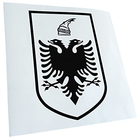 Kiwistar - Autoaufkleber - Albanien Wappen - schwarz - 15,2x10cm - Heckscheibe Auto Aufkleber wetterfest für Kfz LKW Mofa Truck - Sticker außen selbstklebend Tuning Zubehör für Fenster Fahrzeug