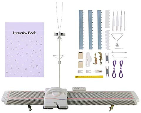 Jarchii Máquina de Tejer y Accesorios, LK150 Máquina de Tejer Hogar de Plástico de Calibre Medio de 65,5 mm con Accesorios Juego de Herramientas para Costura Doméstica