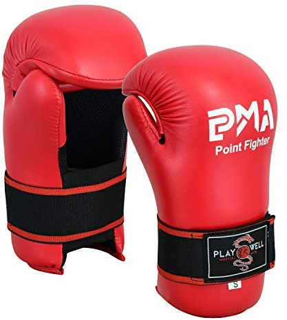 PLAYWELL Red Competition Vinyl Semi Contact Sparring Gloves - NEW (XS)
