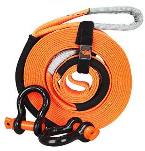 PKW PLUS 5m / 8t Tow Strap, Tow-Gurt for Auto, Heavy Duty Abschleppseil 4x4, for Automobile/Agrarwagen/SUV, mit 2 Sicherheitshaken