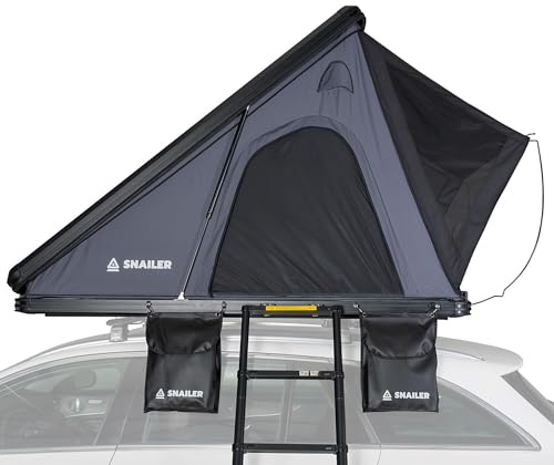 SNAILER Alduo Dachzelt Auto - 2 Personen, Auto Camping Zelt, Dachzelt Hartschale, Schneller Aufbau - Inklusive LED-Licht, Leiter und Schuhtaschen