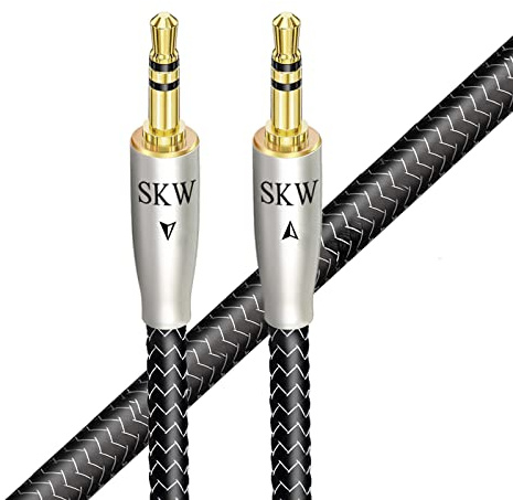 SKW Cavo Aux di alta gamma (suono Hi-Fi), fili di rame e argento Cavo Jack da 3,5 mm/Cavo per cuffie, auto, telefono cellulare, PC, altoparlante, stereo, lettore MP3-1M