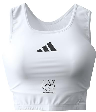 adidas WKF-Approved Female Chest Protector XL - Chest Size (Under Bust): 104 to 109cm - Polyester, Non-See Through, Lightweight Women’s Sports Bra, Chest Guard for Karate, Taekwondo, & Kickboxing