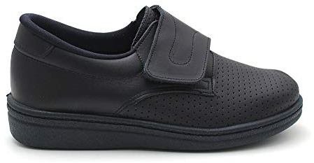 Percla - Zapato Sanitario de Piel con Cierre Adhesivo y Suela de Goma, para: Mujer Color: Azul Talla:42