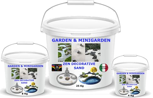 Sabbia decorativa ESSICCATA E PURIFICATA BIANCO CARRARA MEDIA o EXTRAFINE In pratico secchio Colore Bianco Caraibico Ideale Anche per ACQUARI Giardini ZEN Hobby CREATIVI (4 Kg ø 0,4-0,7)