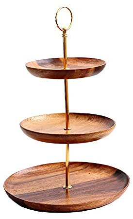 YRHH Fruit Bowl Wooden Etagere 3 Tier, Fruit Basket Kitchen, Vintage, for Fruit and Vegetable Snacks, Household Items