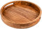 Samhita Plateau de Service Rond en Bois d'acacia avec poignées pour Servir des Boissons et des Aliments sur Bar, Salon, Maison, Table à Manger (30,48 cm x 30,48 cm x 4,06 cm)