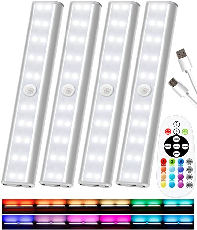 SZOKLED Under Cabinet Lights Wireless, 48-LED Under Cabinet Lighting Rechargeable, Closet Light with Timer & Dimmable, Under Counter Lights for Kitchen Shelf Pantry Desk (4 Packs)