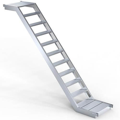 Scafom-rux Escalera Exterior Super System 10 Peldaños 2m Altura 58cm Ancho 45 Grados Jardín Descansillo