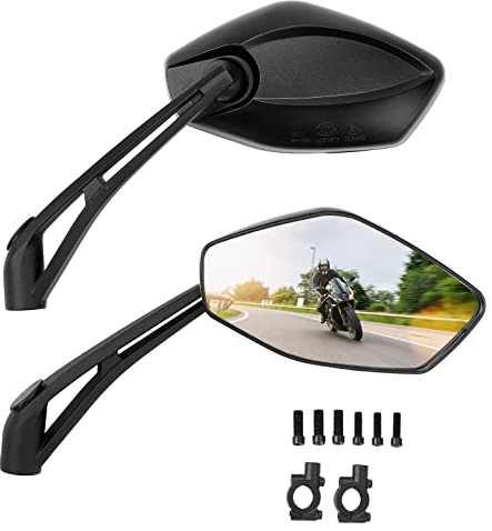 KEMIMOTO Motorcycle Mirror, Universal Motorbike Mirror M8/M10, 2 Pack Motorbike Rear View Mirrors with Bracket Compatible with MT07, MT09