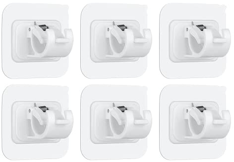 Ysimple 6 Stück Nagelfreie Verstellbare Stangenhalter, Vorhang Haken Halter Gardinenstangenhalter Vorhangstange Ohne Bohren Vorhänge Haken halter für Wohnzimmer, Badezimmer, Schlafzimmer