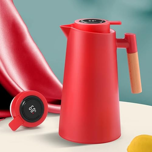 Homnova Bollitore Isolato, bollitore a Pressione con Display Digitale, bollitore Isolato con Rivestimento Isolante di Grande capacità,Rosso
