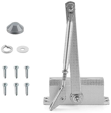 Holdfiturn Door Closer Oxidized Cast Aluminum Closers for Interior Automatic Hydraulic Adjustable Speed Soft 25-45kg Residential and Commercial Fire Doors Use, Silver