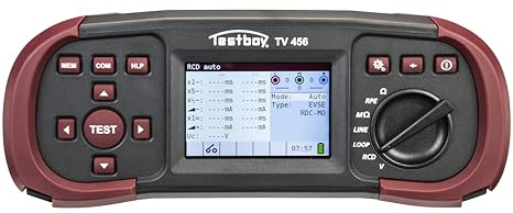 Testboy TV 456 Installationstester DIN VDE 0100-600 (All-in-One Tester, spezifische Hilfebildschirme, TFT Farbdisplay mit Hintergrundbeleuchtung, Gewicht: 1.530 g), Rot/Schwarz