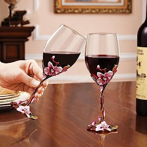Weinkelche, Trinkgläser, Emaille-Kristall-Rotweinglas-Set, Home Grape Emaille-Becher for Rotwein/Cocktail/Champagner/Saft, bleifreies Emaille-Becher-Dekanter-Weinset, Weinbecher mit Geschenkbox, stark